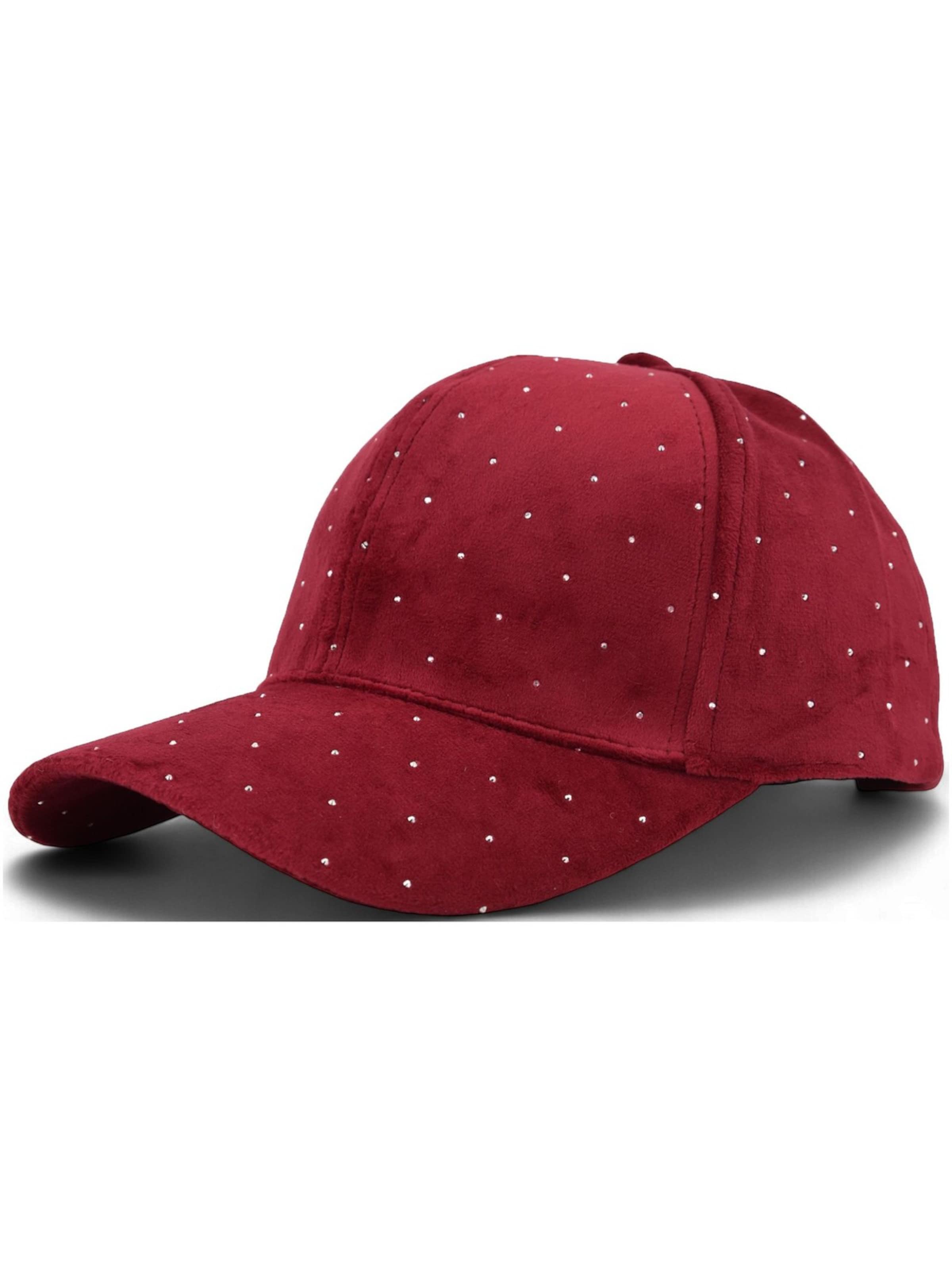 styleBREAKER Cap 'Samt Baseball Cap mit Strass'‌‌‌‌‌‌‌‌ in Rot: Vorderseite