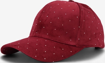 styleBREAKER Cap 'Samt Baseball Cap mit Strass' in Rot: Vorderseite