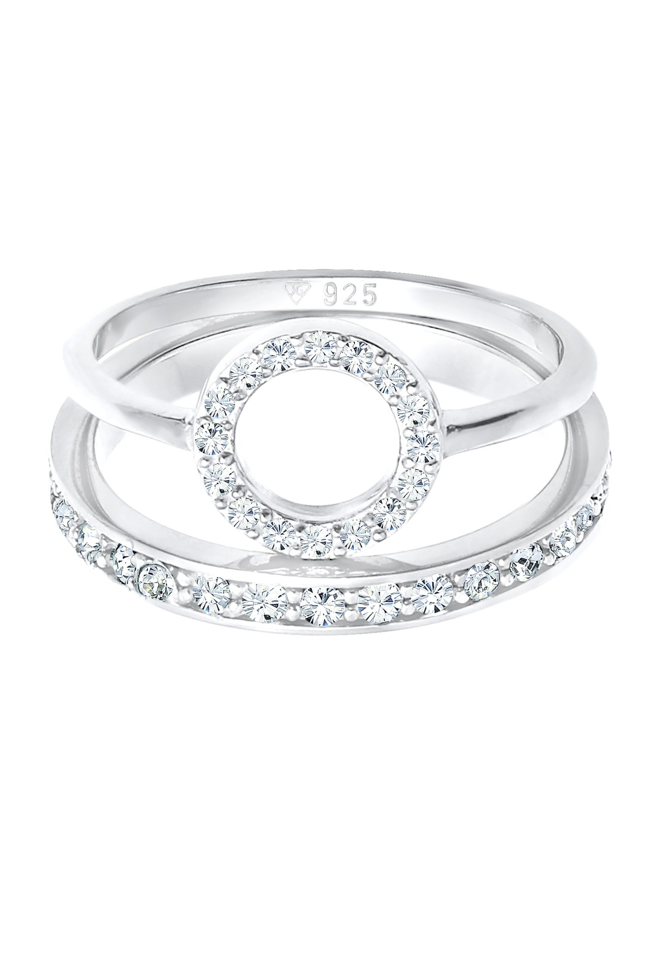 Frauen Schmuck ELLI PREMIUM Ring Kreis, Kristall Ring in Silber - OR12545