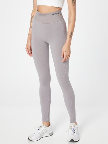 Hummel Skinny Workout Pants 'FLOW' in Grey: front