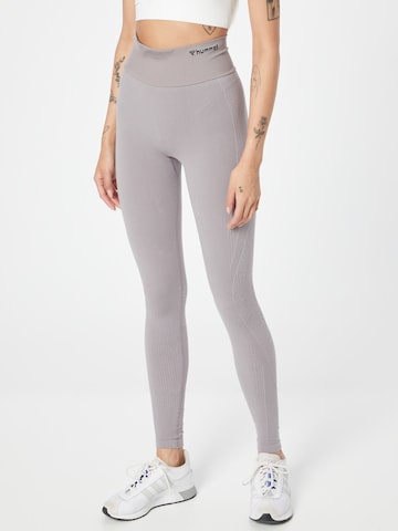 Skinny Pantalon de sport 'FLOW' Hummel en gris : devant