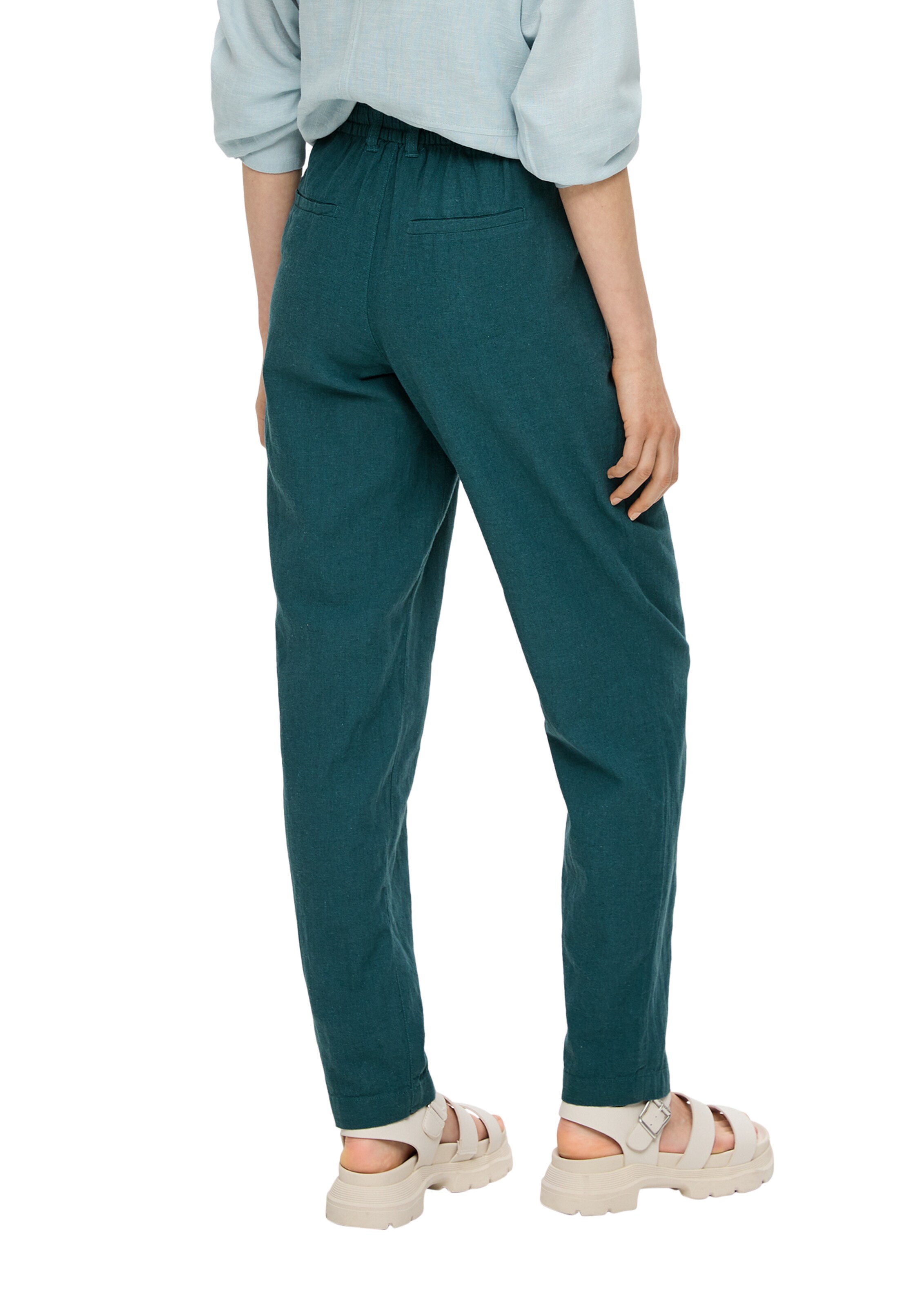 QS Обычный Брюки со складками в Зеленый