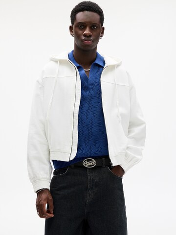 Pull&Bear Tussenjas 'STWD' in Wit: voorkant