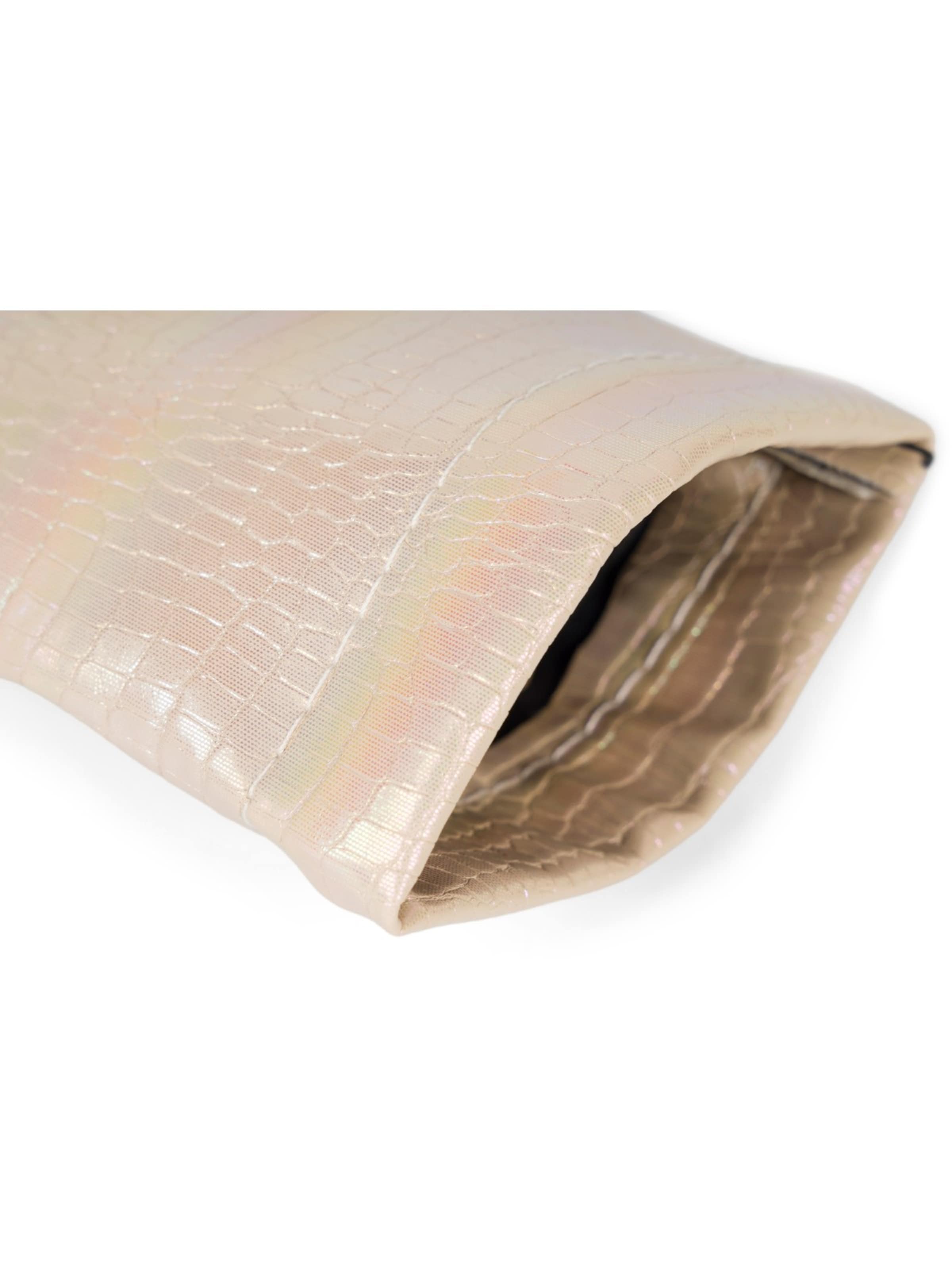 styleBREAKER Case 'Brillenetui Kroko Perlmutt mit Putztuch' in Beige