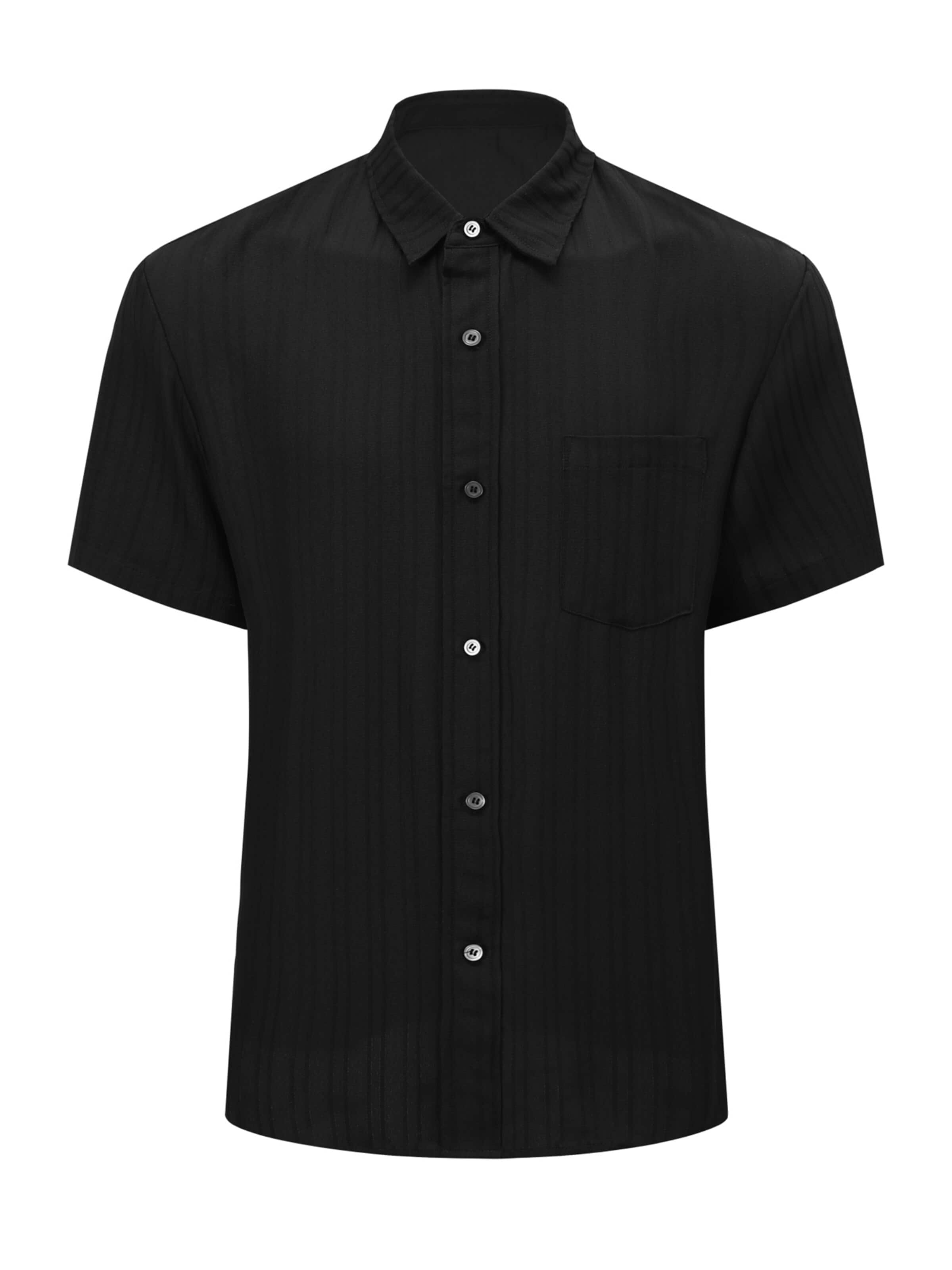 ALLTHEMEN Comfort fit Button Up Shirt 'Schwung' in Black: front