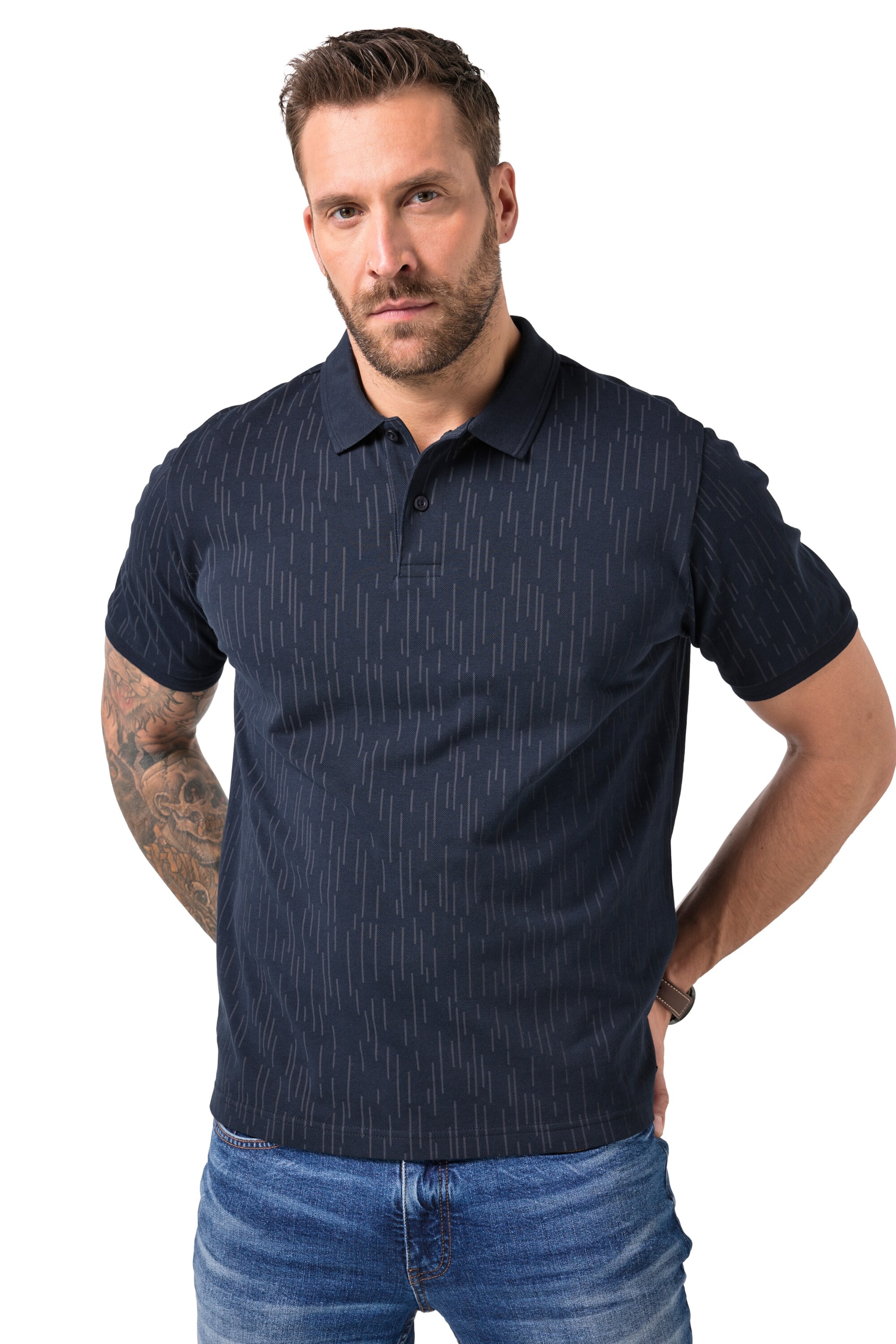 JP1880 Poloshirt in Blau: Vorderseite