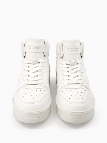 Bershka High-Top Sneakers in White