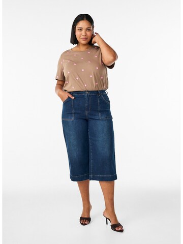 Zizzi T-shirt 'Velin' in Braun