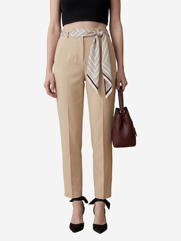 Pantalon à plis My fashion en beige : devant
