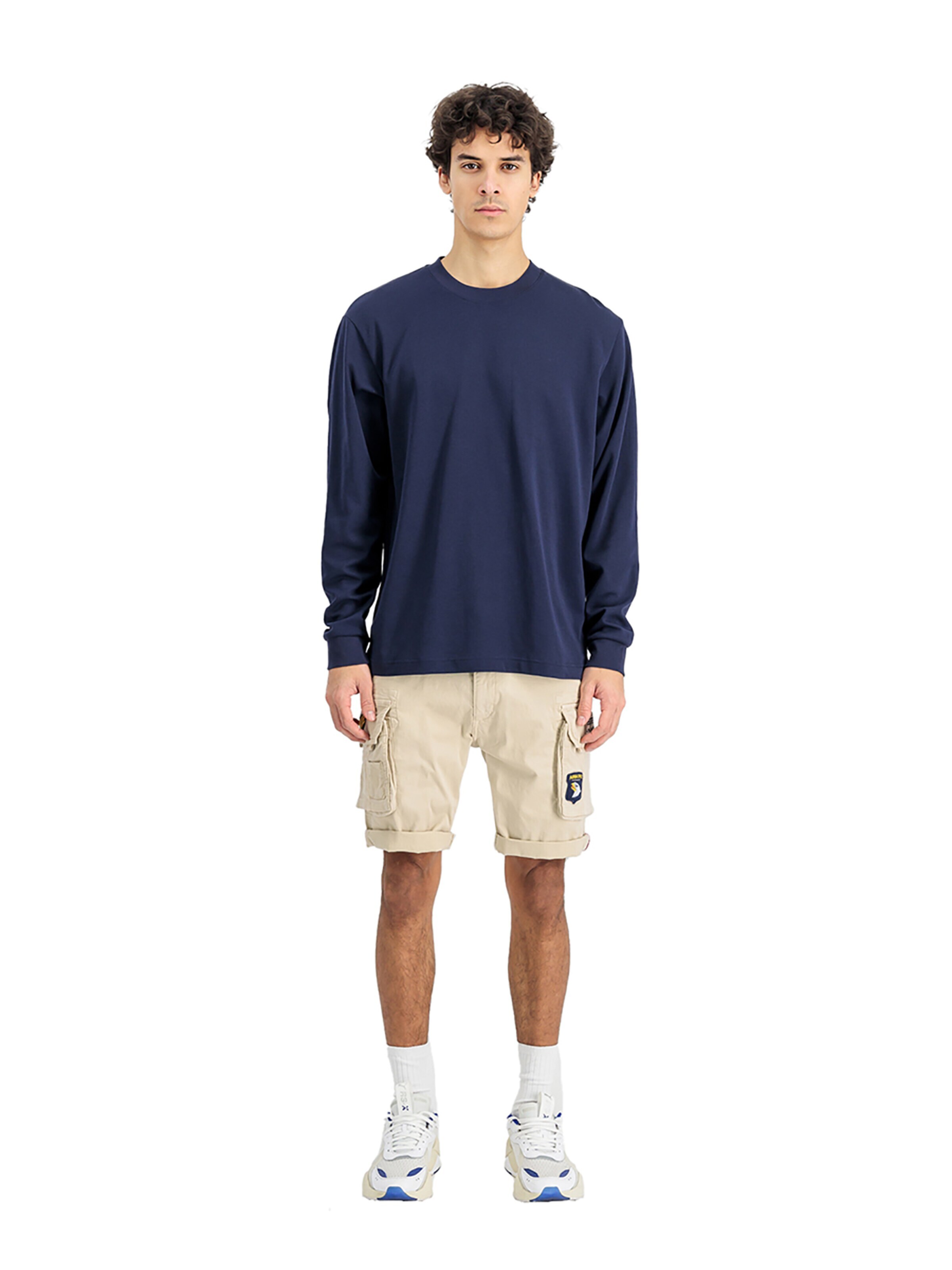 ALPHA INDUSTRIES Slimfit Hose 'Crew Patch'‌‌‌‌‌‌ in Beige: Vorderseite