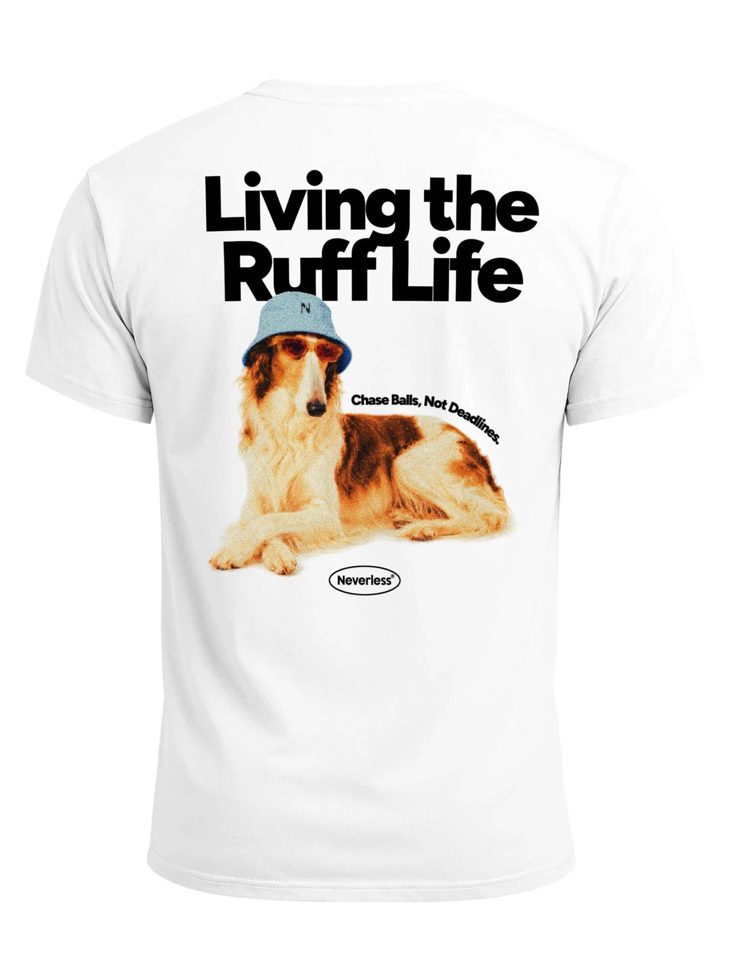 Neverless Shirt 'Ruff Life Borzoi' in White: front