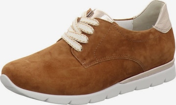 Chaussure à lacets 'Sneaker Damen N8035761570 Nelly Velourleder in braun' SEMLER en marron : devant