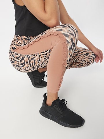 ADIDAS PERFORMANCE Skinny Športne hlače 'Studio Clash Print' | roza barva