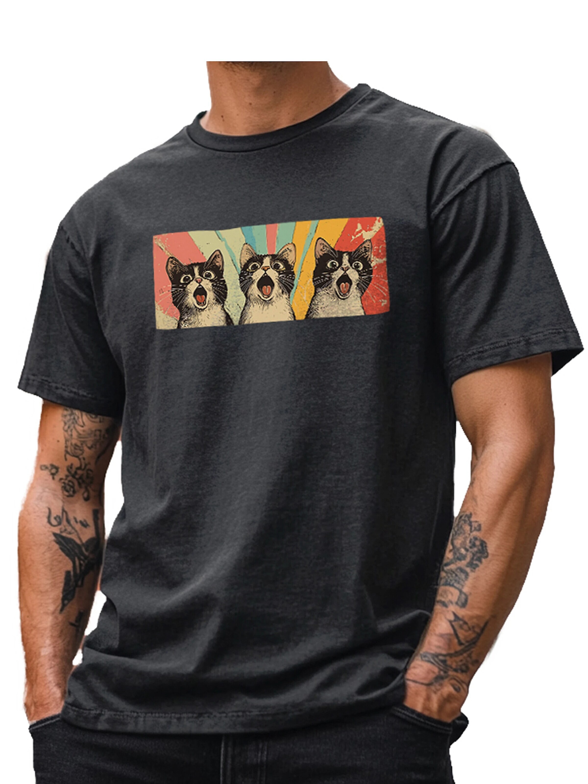 MAKAYA Shirt 'Panic-Cats'‌‌‌‌‌‌‌ in Grau