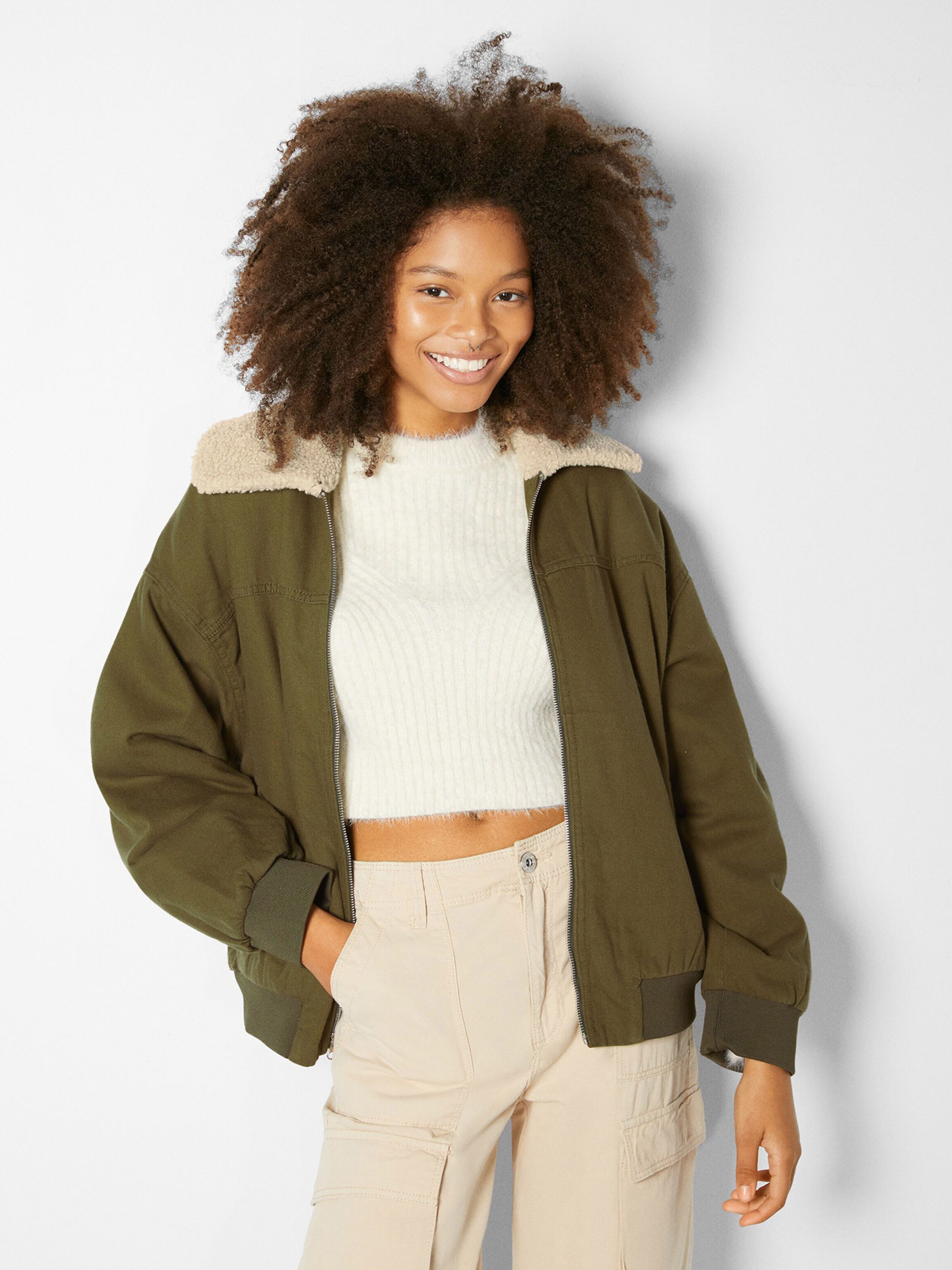 Bershka hot sale khaki jacket