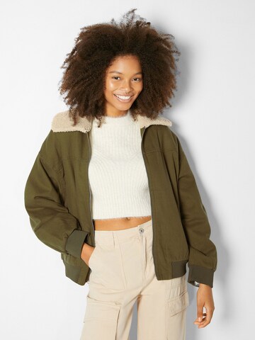 Bershka Between-season jacket in Green: front