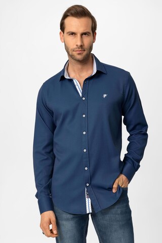 DENIM CULTURE Regular fit Button Up Shirt 'Arne' in Blue: front