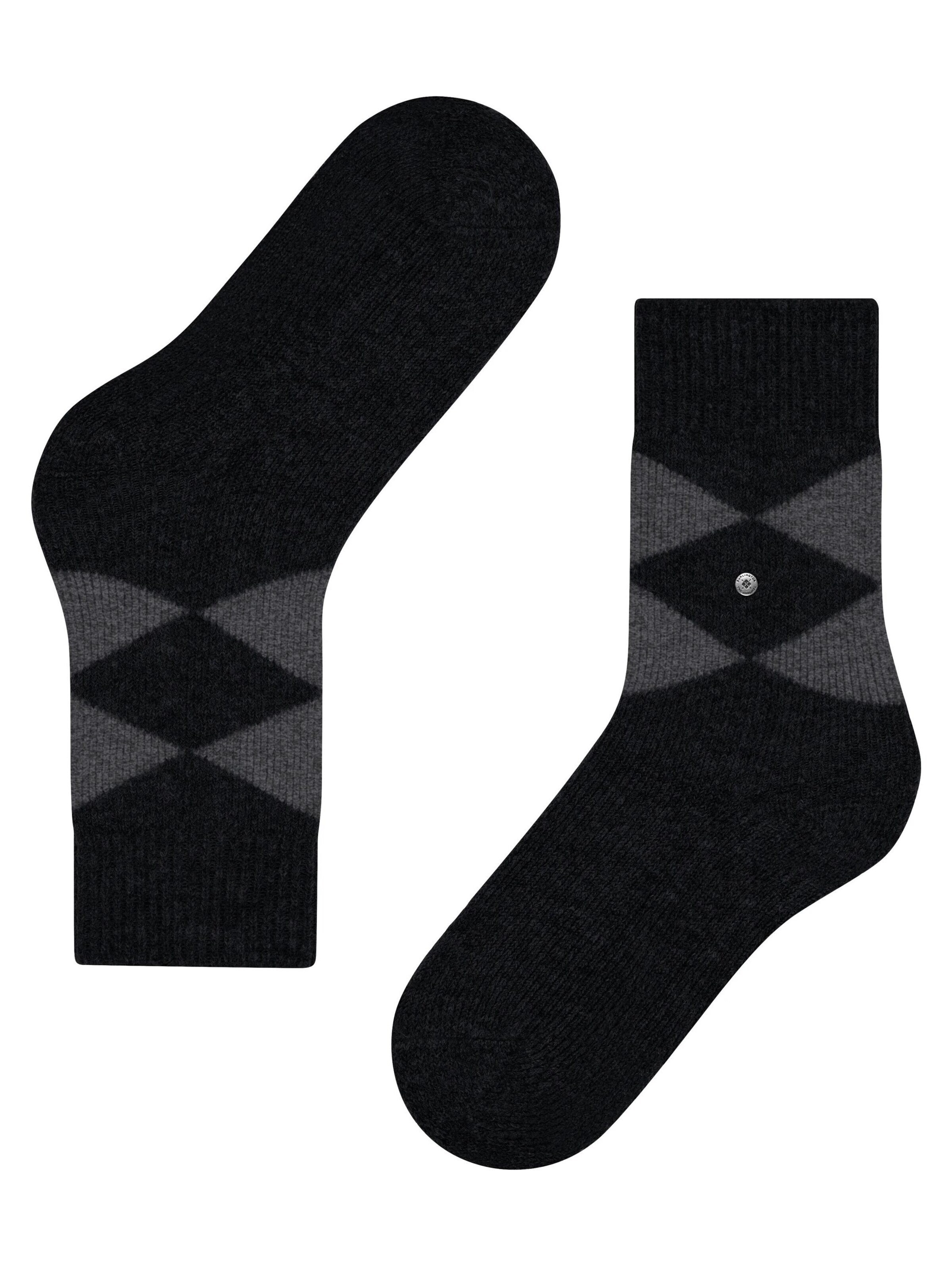 BURLINGTON Socken 'Cosy Argyle'‌‌‌ in Schwarz