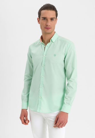 Jimmy Sanders Slim fit Overhemd in Groen: voorkant