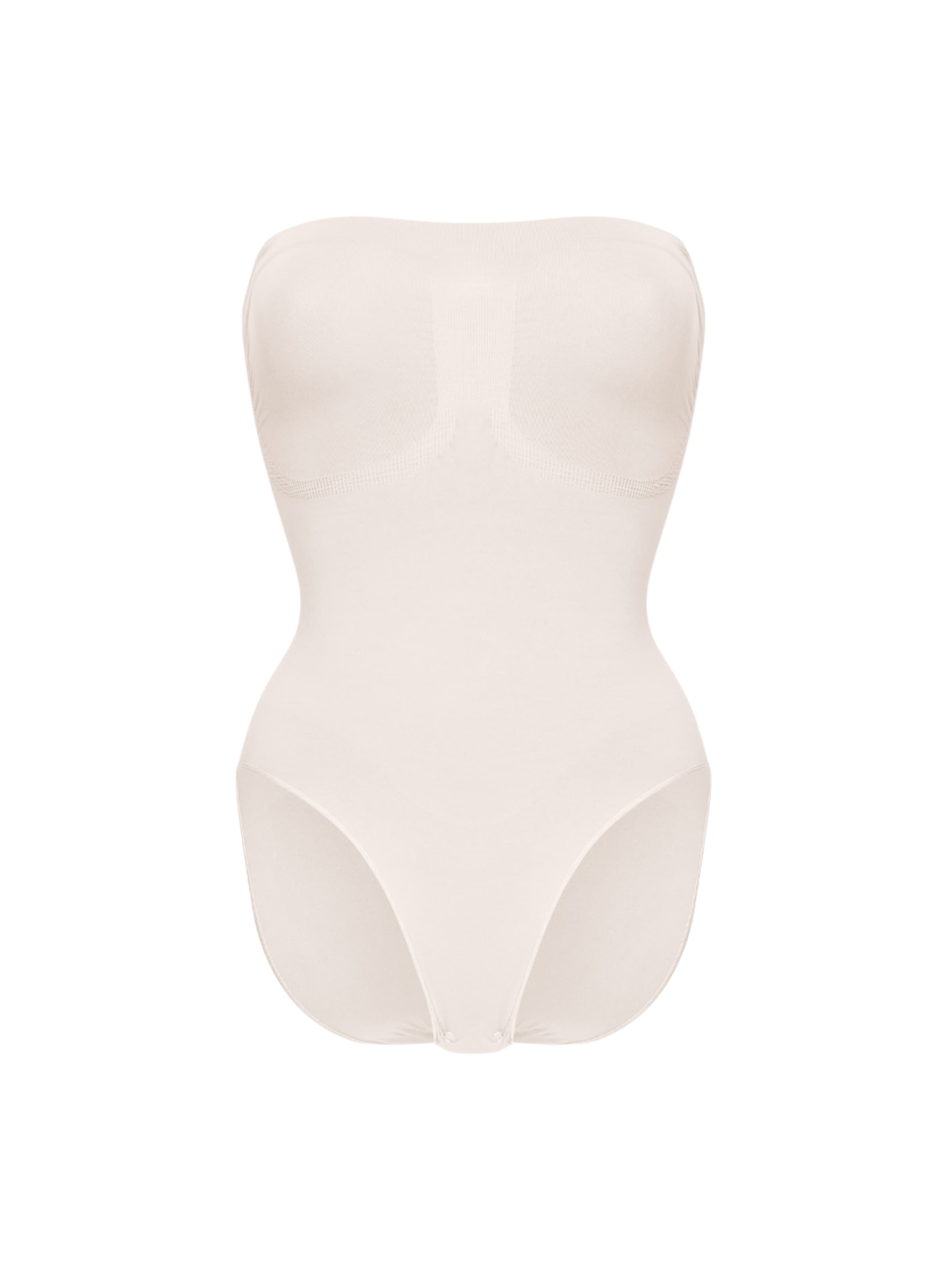 cfab (formerly creamy fabrics) Shaping Bodysuit 'Trägerloser Bodysuit Sculpting Shapewear mit Slip' in Beige: front