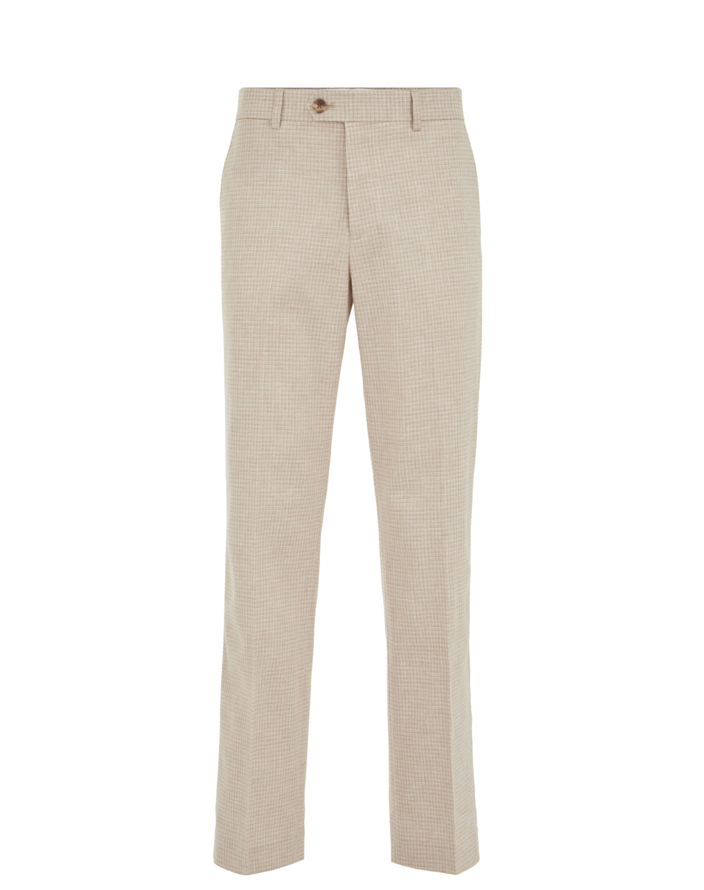 WE Fashion Слим фит Панталон с ръб 'Micropatroon' в бежово: отпред