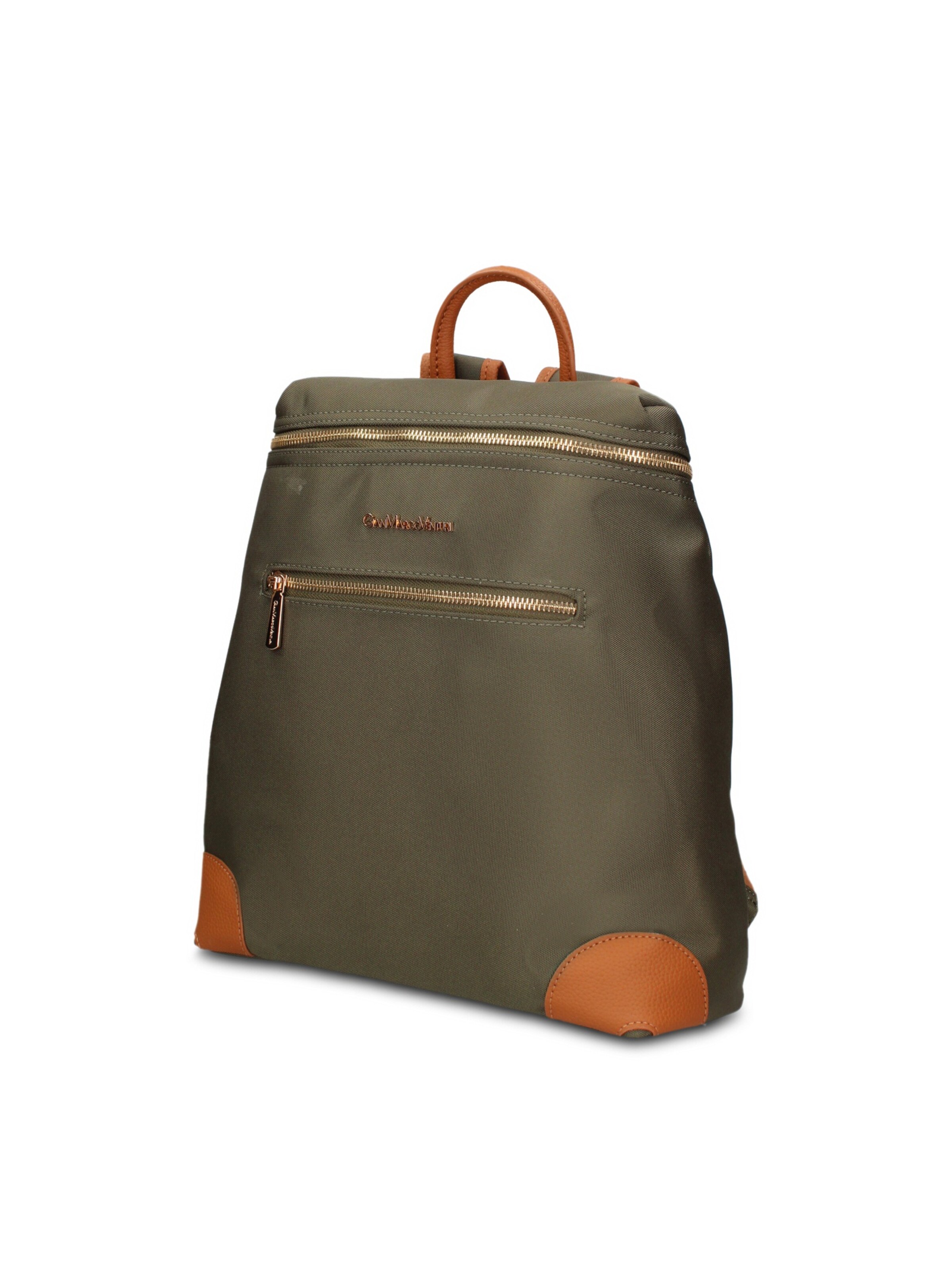 Zaino 'Zaino Vegan Leather Gianmarco Venturi - e con Zip' di GianMarco Venturi in verde: frontale