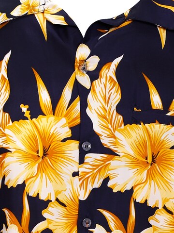 King Kameha Shirt 'Mono Flowers' in Yellow