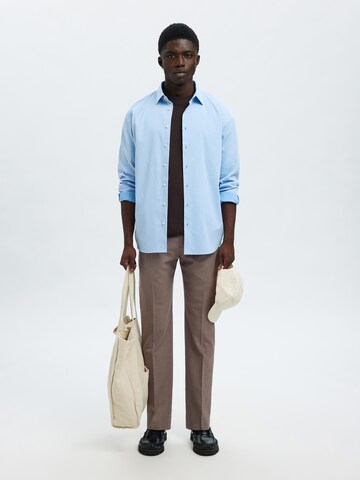 SELECTED HOMME Слим Плиссированные брюки 'SLHSLIM-THEO' в Коричневый