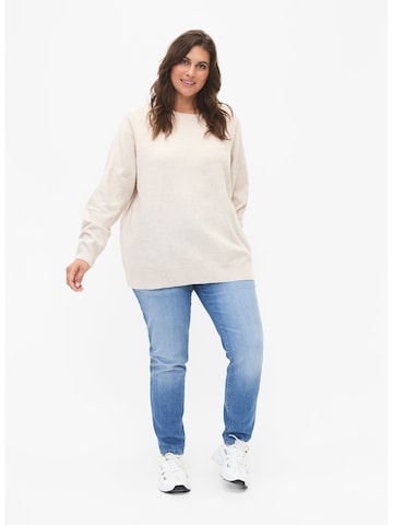 Zizzi Pullover 'MSUNNY' in Beige