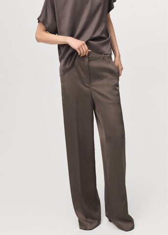 MANGO Wide leg Pleated Pants 'Rob-W' in Brown: front