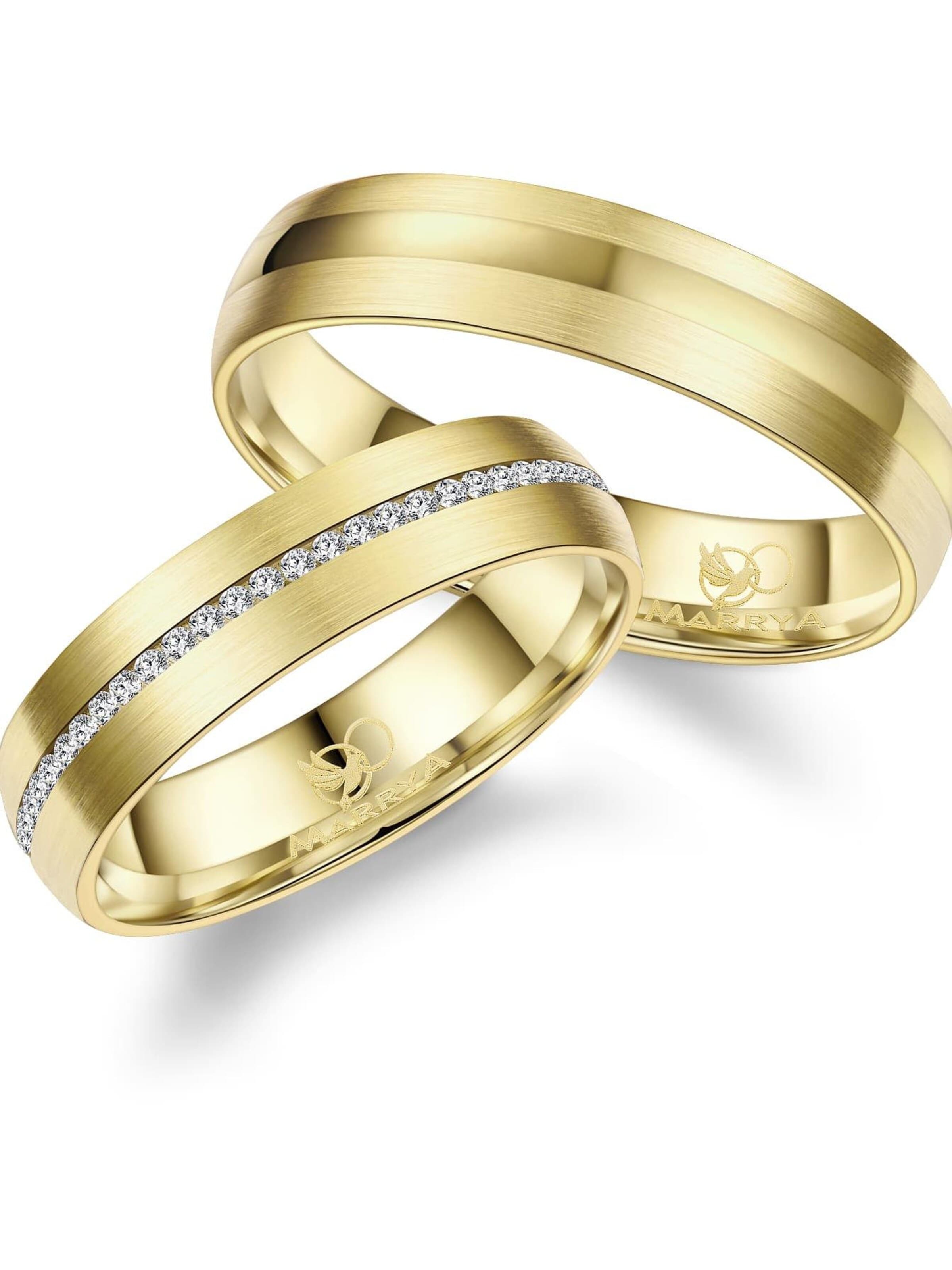 MARRYA Ring 'MARRYA ES-27 Ehering aus Edelstahl - Gold plattiert' in Gold: front