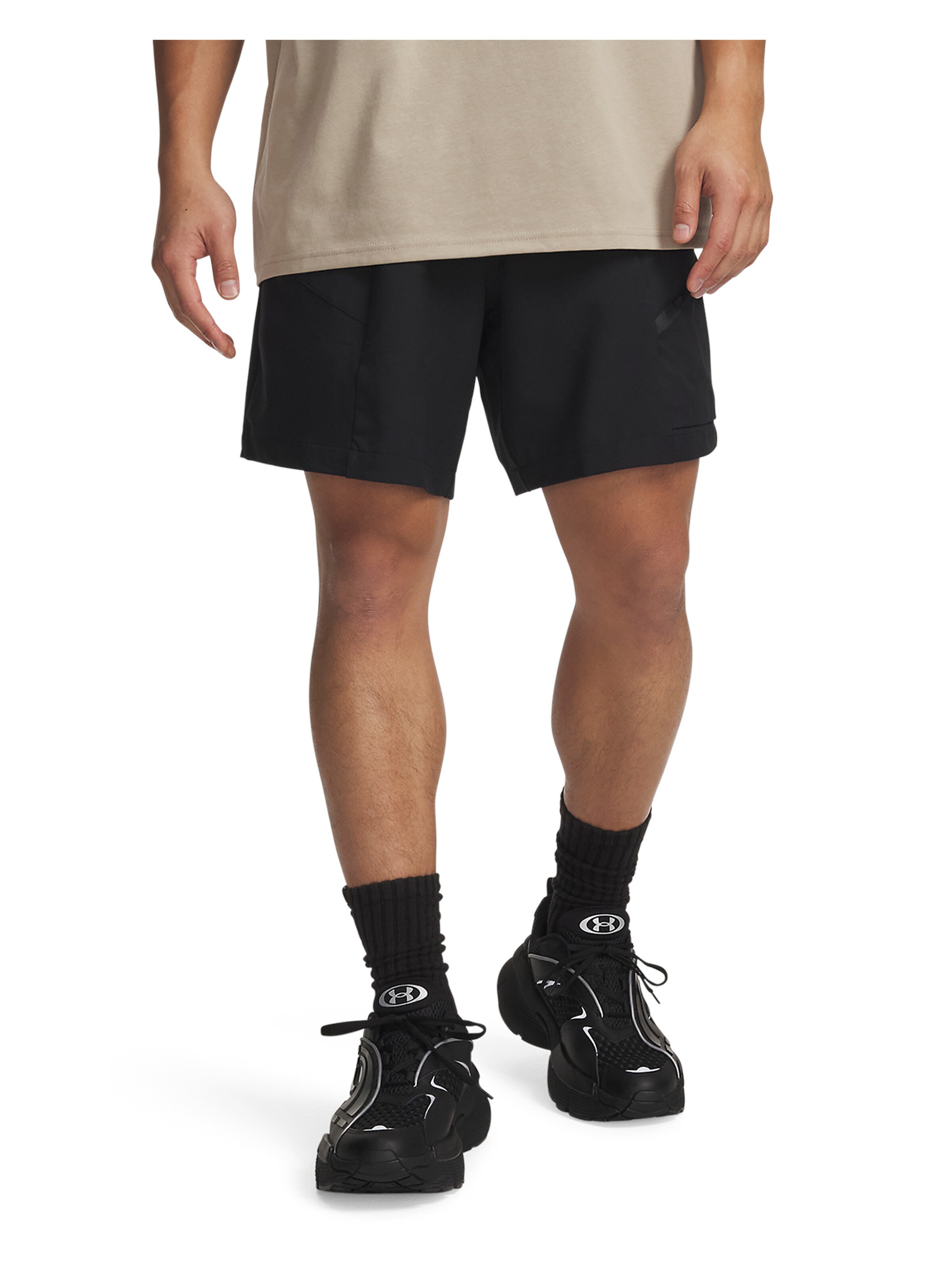 UNDER ARMOUR Regular Workout Pants 'Unstoppable' in Black: front