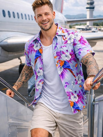 King Kameha Shirt 'Cherryparrot' in Grey