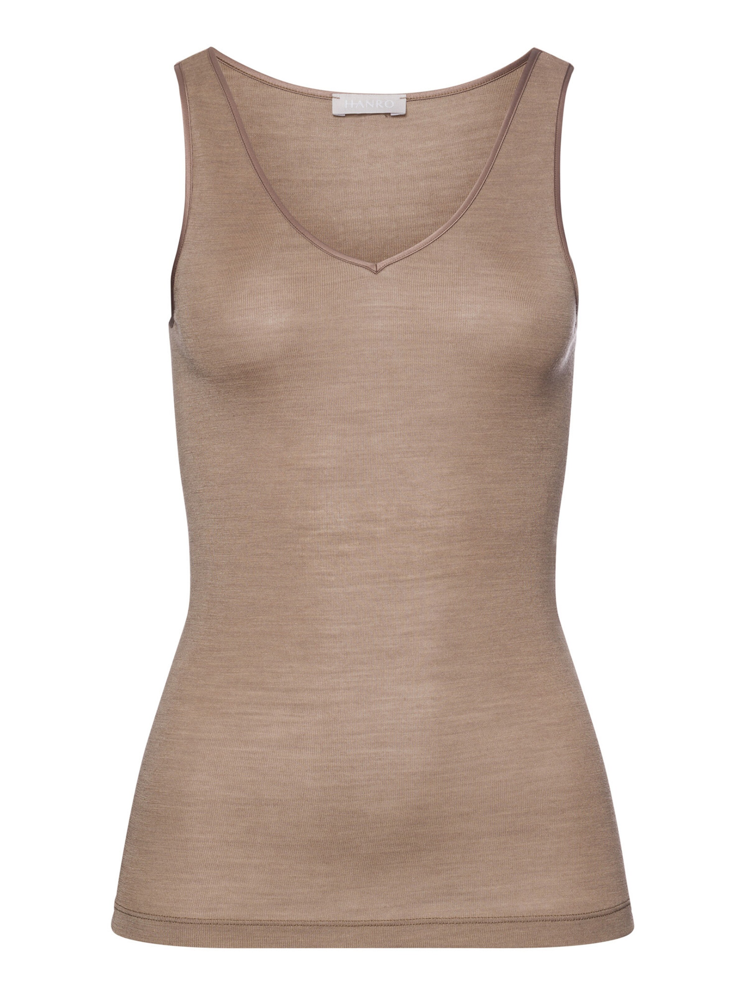 Hanro Top ' Woolen Silk ' in Bruin: voorkant