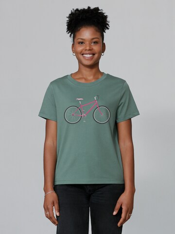 Watapparel Shirt 'Pink Bike' in Green: front
