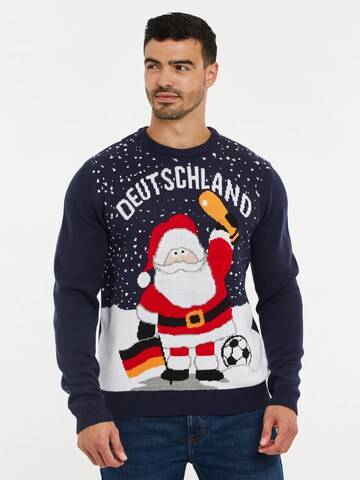 Threadbare Sweater 'Xmas' in Blue: front