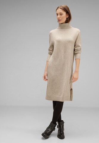 STREET ONE Knitted dress in Beige: front