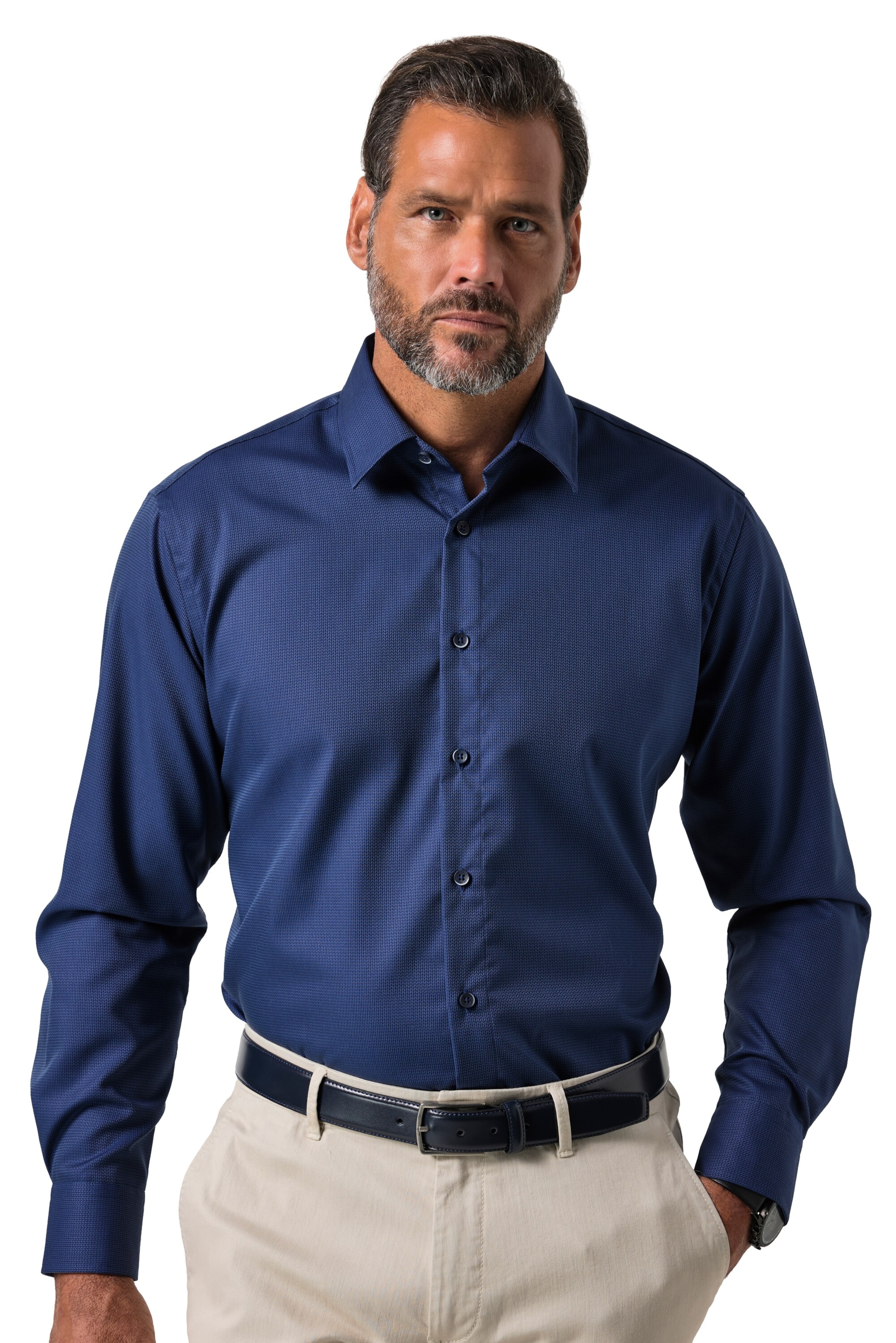 JP1880 Comfort fit Overhemd in Blauw: voorkant
