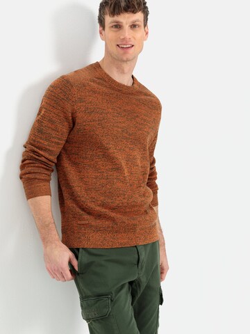 CAMEL ACTIVE Mouliné Strickpullover aus Baumwolle in Orange