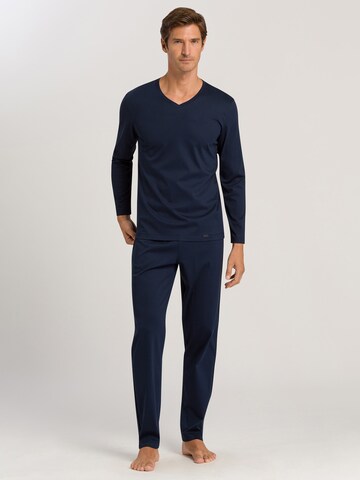 Hanro Pyjama lang 'Night Selection' in Blauw: voorkant