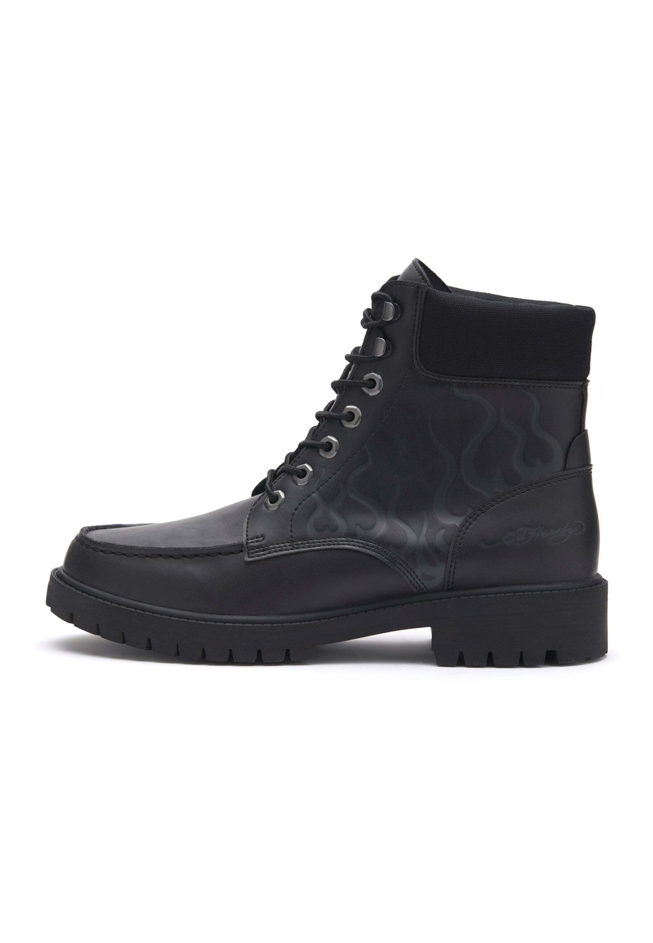 Boots stringati di Ed Hardy in nero: frontale