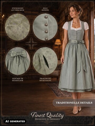 Falkenrieder Dirndl 'Damen Midi Trachtenkleid mit praktischer Rocktasche - Basel'‌‌‌‌‌‌‌‌‌ in Grün
