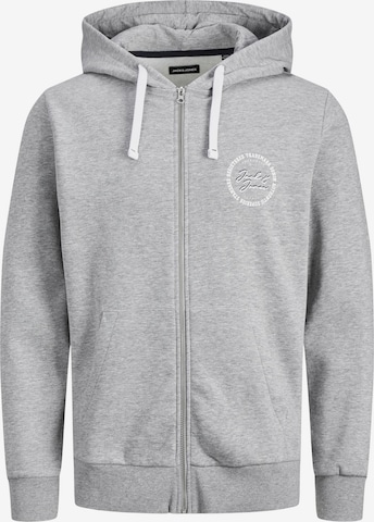 JACK & JONES Zip-Up Hoodie 'STAMP' in Grey: front