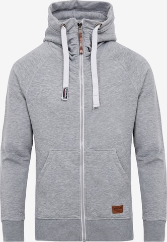 yazubi Zip-Up Hoodie 'Jacob' in Grey: front