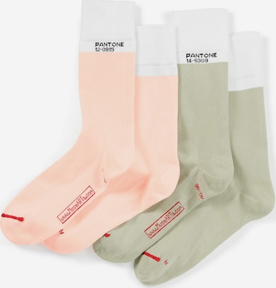 Pantone made by MuseARTa Chaussettes 'Pastel' en gris fumé / rose pastel / blanc, Vue avec produit