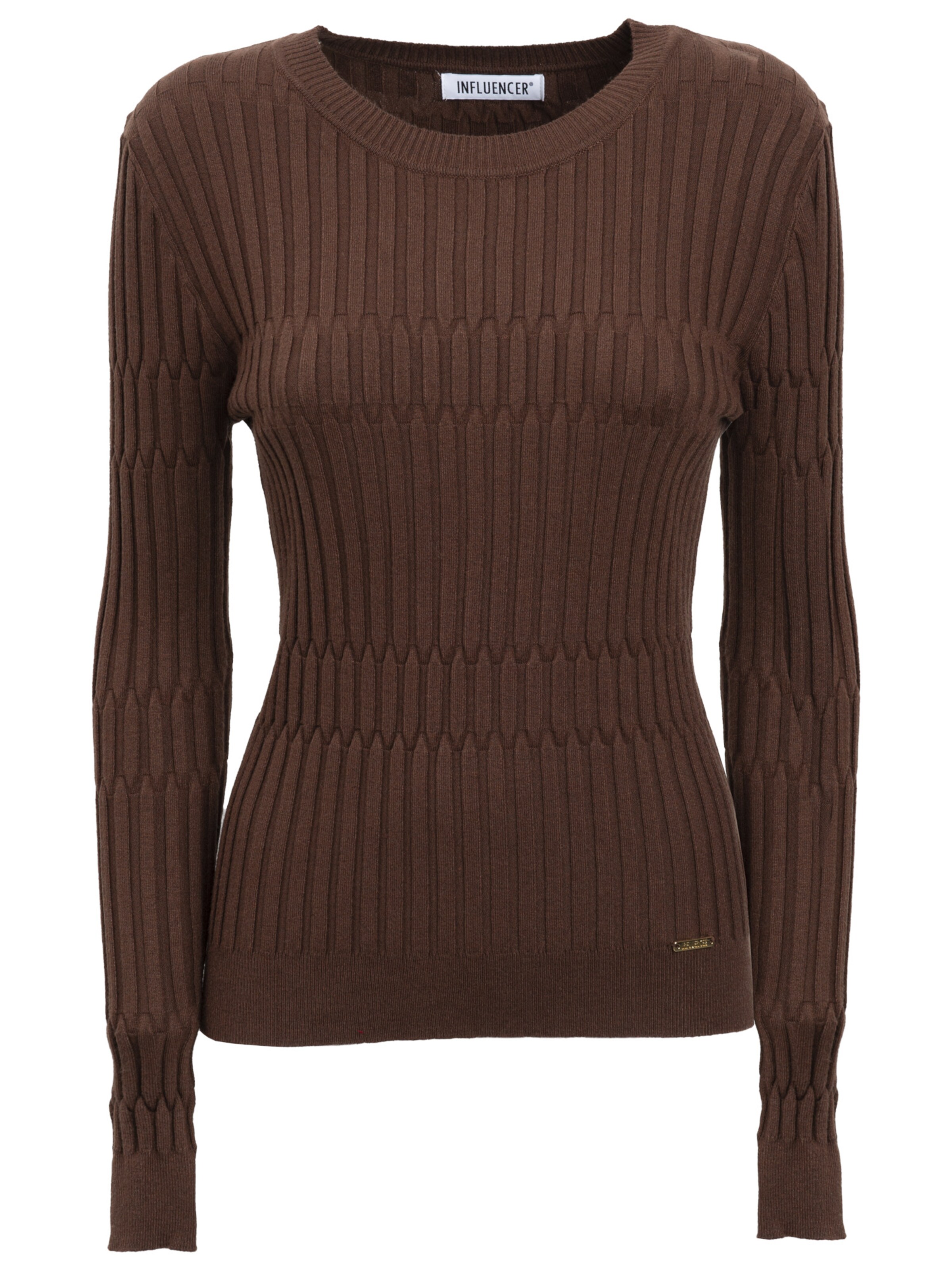 Influencer Pullover in Braun: Vorderseite