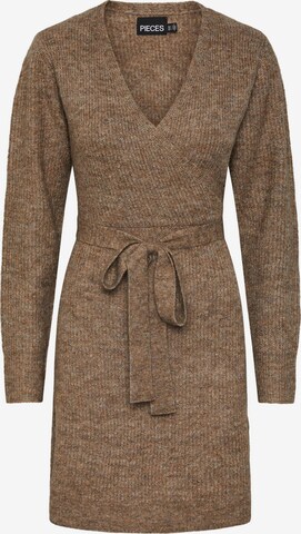 PIECES Knitted dress 'Ellen' in Brown: front