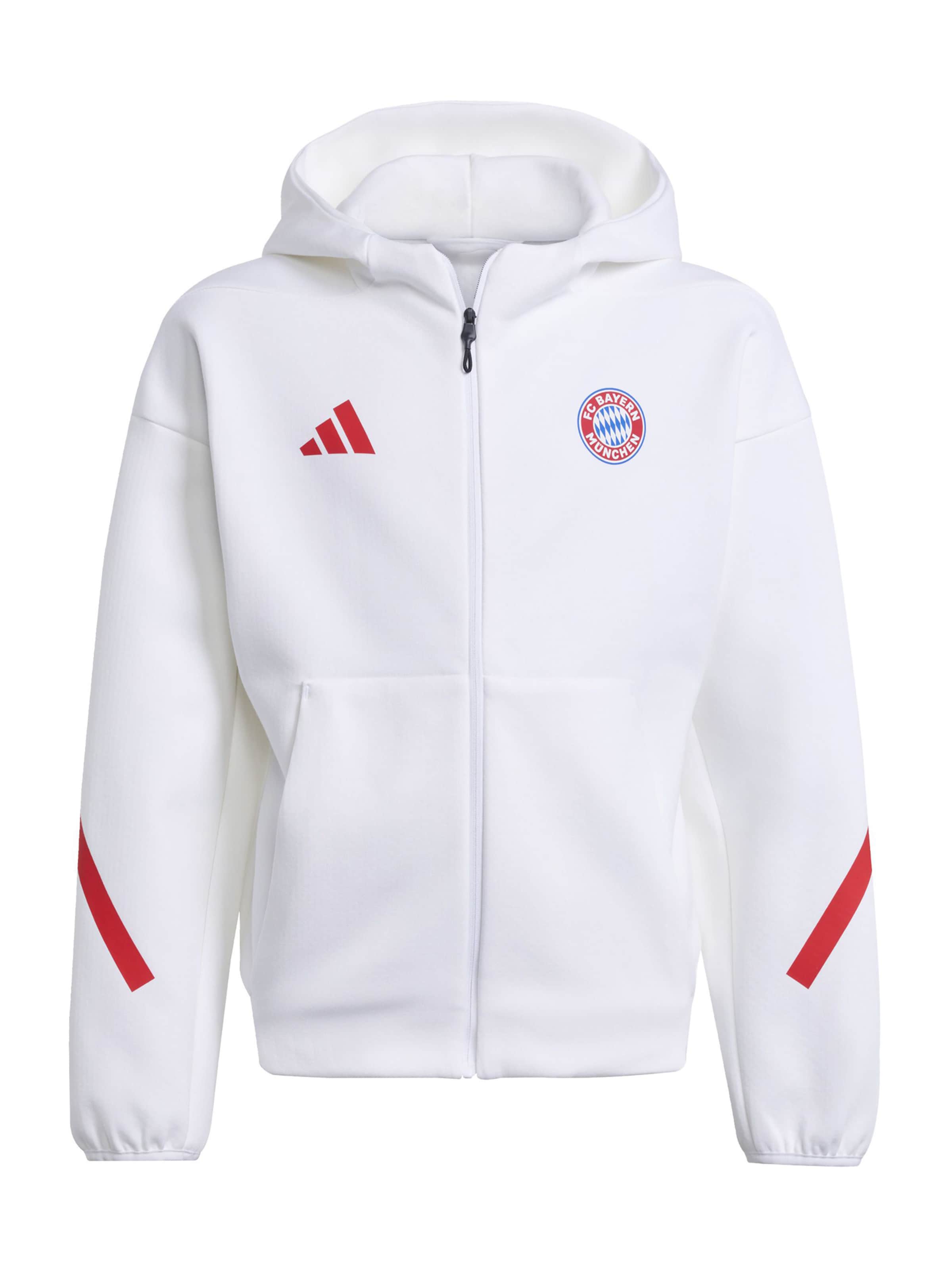 ADIDAS PERFORMANCE Αθλητική ζακέτα φούτερ 'FCB ANTH' σε λευκό: μπροστά