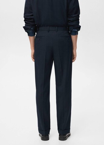 MANGO MAN Regular Pleat-Front Pants 'Milton' in Blue