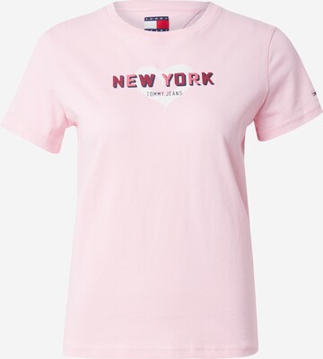 T-shirt Tommy Jeans en rose : devant